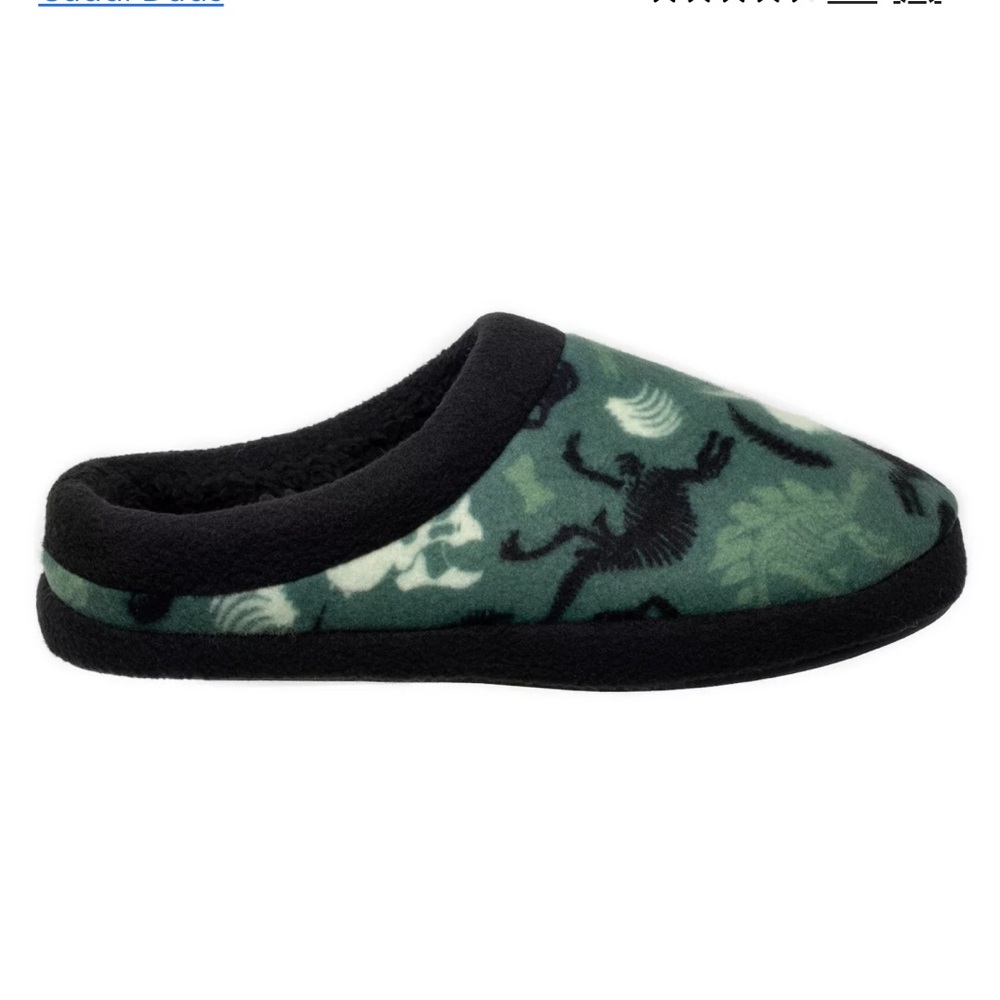 New Cuddl Duds DINOSAUR Boys' Green and Black Slippers large 5 6 - Picture 3 of 10